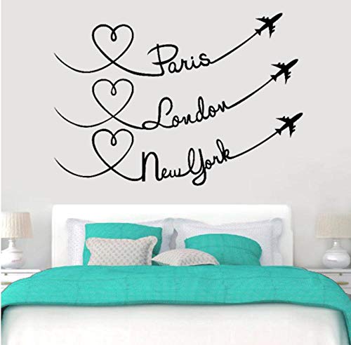 Reise Wandtattoo Paris London Aircraft Hearts Love Vinyl wandaufkleber home wanddekor kunst wandbild Home Schlafzimmer Dekoration 61X42CM