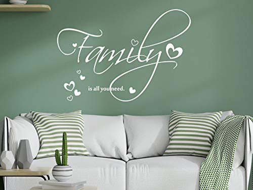 GRAZDesign Wandtattoo Familie Wohnzimmer Sprüche Wandaufkleber Deko Aufkleber - 44x30cm / 010 weiss