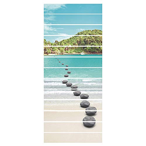 workid Treppe Aufkleber 3D Abziehbilder Für Treppen PVC Abnehmbare Sticker Selbstklebend Wandsticker Wandtattoo Wanddeko 18 * 100Cm * 13Pcs- Kieselsteine ​​Am Meer