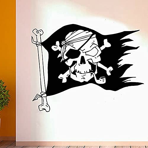 Piratenflagge Wandaufkleber Junge Teen Zimmer Dekoration Vinyl Wandtattoo Piraten Poster Abnehmbare Wohnkultur Wandbild 73X57Cm