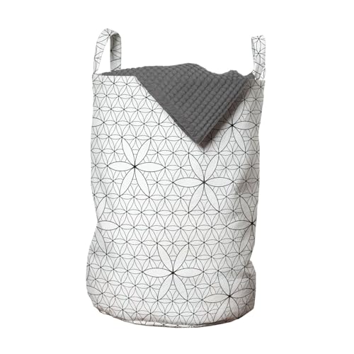 ABAKUHAUS Alchimie Wäschesack 2er Pack, Blume des Lebens Wiederholung, Wäschekorb mit Griffen und Kordelzugverschluss, Zweierpack 33cm x 50cm, Charcoal Grau und Weiß