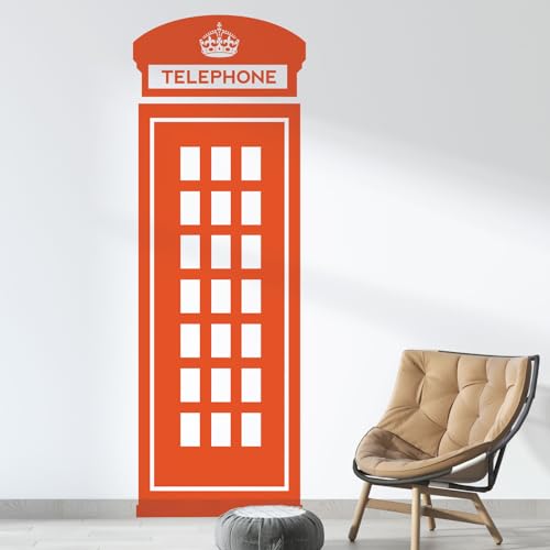 Wandtattoo London - Englische Telefonzelle Extra Large (1700 x 550mm) Orange