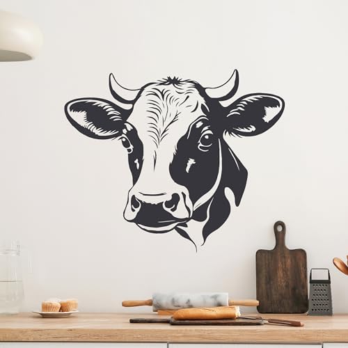 GRAZDesign Wandtattoo Kuh Kopf Wandaufkleber Küche Wohnzimmer Flur - Bauernhof Aufkleber in vielen Größen - 60x57cm / hellgrün