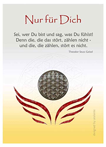 EnerChrom Blume des Lebens Glücksmünze - Nur für Dich - 1 Stück, Farbe Silber - Glücksbringer Zitat Lebensblume Talisman