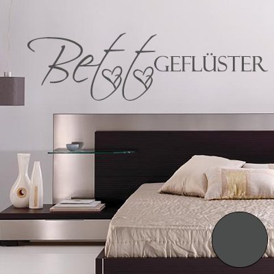 Klebesüchtig Wandtattoo Bettgeflüster 60cm x 17cm anthrazit Dekoration - Bad - Wohnzimmer - Aufkleber - Wandsticker