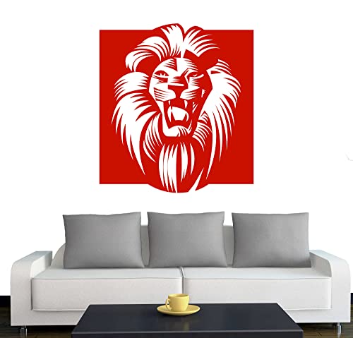 Klebesüchtig A060 Wandtattoo Afrika Löwe 60cm x 55cm hellrot - Dekoration - Bad - Wohnzimmer - Aufkleber - Wandsticker