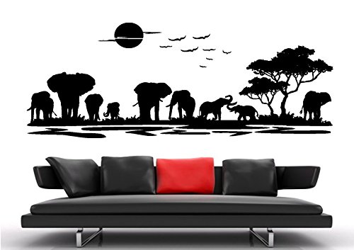 Unbekannt Wandtattoo wandaufkleber Aufkleber Wandsticker Wall Sticker Wohnzimmer Schlafzimmer Kinderzimmer KÜCHE 30 Farben zur Wahl Afrika Landschaft Tier Baum waf21