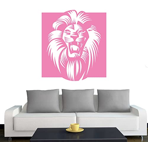 Klebesüchtig A060 Wandtattoo Afrika Löwe 60cm x 55cm Hellrosa - Dekoration - Bad - Wohnzimmer - Aufkleber - Wandsticker