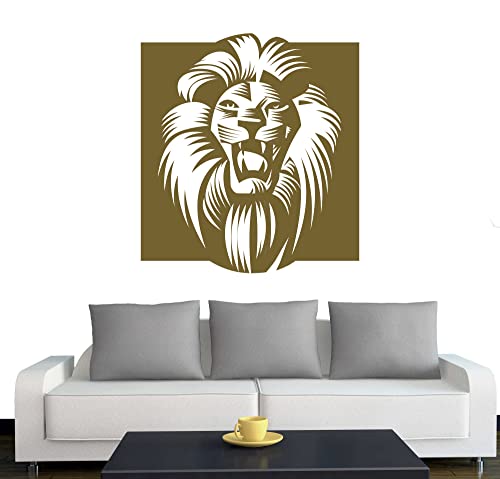 Klebesüchtig A060 Wandtattoo Afrika Löwe 60cm x 55cm Gold - Dekoration - Bad - Wohnzimmer - Aufkleber - Wandsticker