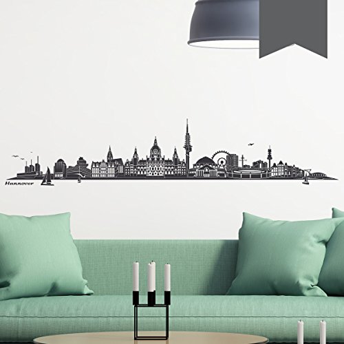 WANDKINGS Wandtattoo Skyline Hannover 160 x 32 cm dunkelgrau - erhältlich in 33 Farben