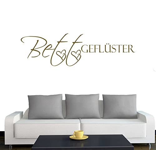 Wandtattoo  Bettgeflüster  60cm x 17cm gold Dekoration - Bad - Wohnzimmer - Aufkleber - Wandsticker