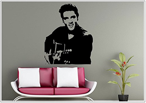 Deco-idea Wandtattoo wandaufkleber wandsticker Photo Porträt Gitarre Guitar Elvis wph027(030 dunkelrot, set1:ca. 30 x 38cm (Hoch))