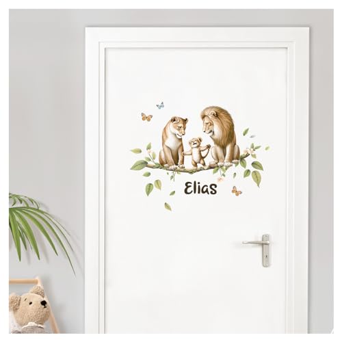 Little Deco Türaufkleber Dschungel Tiere personalisiert Wandsticker mit Name Wandtattoo für Kinderzimmer Löwen Safari Wandaufkleber Babyzimmer Wanddeko DL5035-01