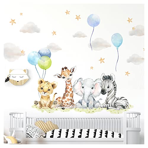 Grandora XXL Wandsticker Set Safari Tiere Wandtattoo Baby Kinderzimmer DL809-4