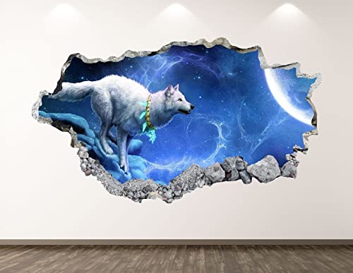 Durchbruch Wandtattoos Wolf Wandtattoo Kunst Dekoration 3D Magie Aufkleber Wandbild Kinderzimmer Vinyl Custom BL37-55x80cm