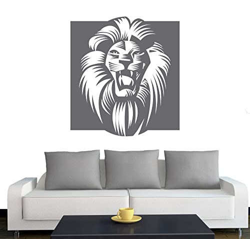 A060 Wandtattoo  Afrika Löwe  60cm x 55cm silber - Dekoration - Bad - Wohnzimmer - Aufkleber - Wandsticker