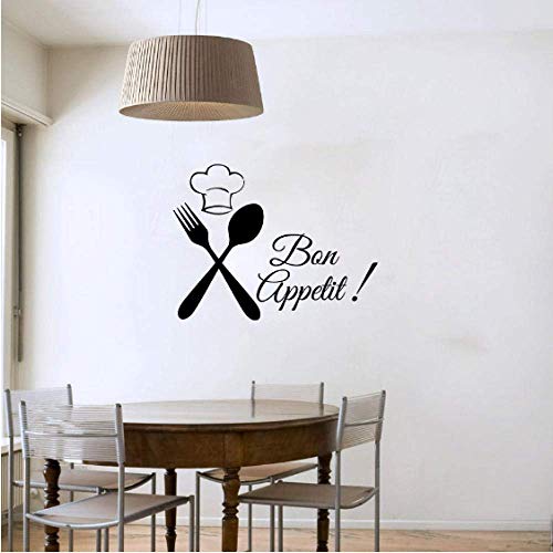 Besteck Chef Bon Appetit Wandtattoo Abnehmbare Kunst Vinyl Home Decor Black Sticker Wanddekoration 43Cmx30Cm