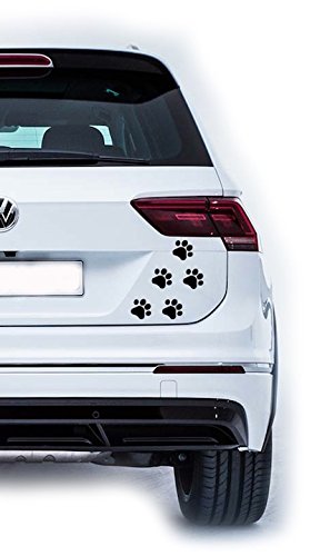 MacDecal.de Pfoten Tier Hund Katze Auto Car Wandtattoo Wandaufkleber Sticker Aufkleber Wand (5er Set, Schwarz)