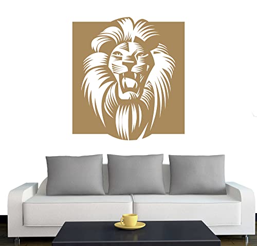 A060 Wandtattoo  Afrika Löwe  60cm x 55cm hellbraun - Dekoration - Bad - Wohnzimmer - Aufkleber - Wandsticker