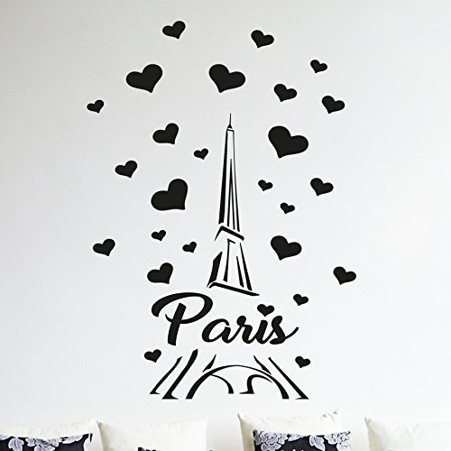 Wandtattoo, Design: Paris Frankreich Eiffelturm Love, Wandaufkleber, Deko, Vinyl-Aufkleber Wandbild