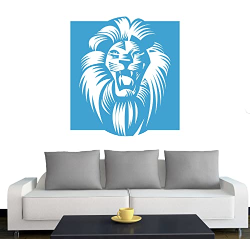 Klebesüchtig A060 Wandtattoo Afrika Löwe 65cm x 60cm lichtblau - Dekoration - Bad - Wohnzimmer - Aufkleber - Wandsticker