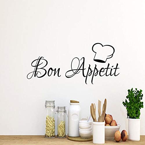 Bon Lehre Appetit Wandtattoo Kochen Backen Küche Vinyl Aufkleber Restaurant Koch Hut Dekoration 68X30Cm