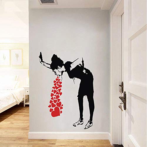 artaslf Wandtattoo Mädchen und Herzen Vinyl Aufkleber Banksy Street Graffiti Art Gallery Art Decor Schlafzimmer Poster Dekoration 57x79cm