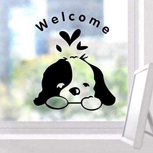 KAIYUANS Wandtattoo, Vinyl, abnehmbar, Motiv: Welcome-Welpen, ideal für Wohnzimmer oder Küche, inspirierende Wanddekoration, Schwarz, 56 x 66 cm, ideal für Schlafzimmer, Kinderzimmer oder Büro.