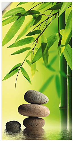 ARTland Wanddeko Wandtattoo selbstklebende Vinylfolie 20x40 cm Asien Wellness Zen Steine Spa Blätter Entspannung Bambus Grün T9PN