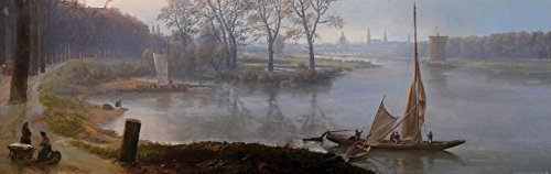 1art1 Johan Christian Dahl Aussicht Auf Dresden Von Pieschen Aus Gesehen Im Morgendunst, 1844, 1-Teilig Fototapete Poster-Tapete 250x79 cm