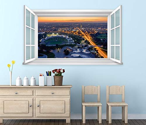 3D Wandtattoo Fenster München Wand Aufkleber Wanddurchbruch Wandbild Wohnzimmer 11BD332, Wandbild Größe F:ca. 97cmx57cm