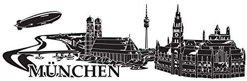 Wandtattoo Skyline Munchen XXL Text Stadt Wand Aufkleber Wandsticker Wandaufkleber Deko sticker Wohnzimmer Autoaufkleber 1M133, Skyline Größe:Länge 200cm