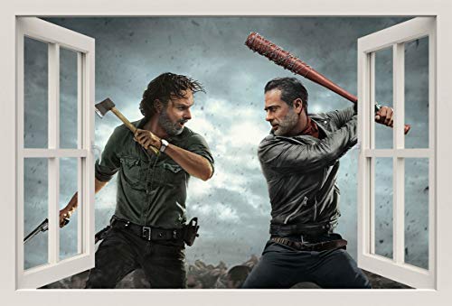 Unified Distribution The Walking Dead - Rick vs. Negan - Wandtattoo mit 3D Effekt, Aufkleber für Wände und Türen Größe: 92x61 cm, Stil: Fenster