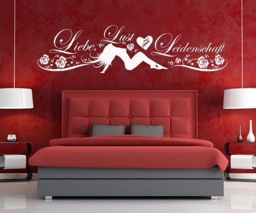 Wandtattoo Spruch Liebe Lust Leidenschaft Wandsticker Zitate Wand Tattoo 5D531, Farbe:Schwarz glanz;Breite vom Motiv:180cm