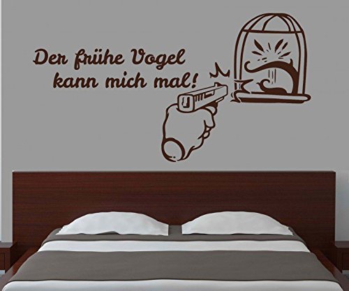 Wandtattoo Der frühe Vogel kann mich mal ! Sprüche lustige DUB JDM Spruch Aufkleber Tür Wand Schlafzimmer 1D188, Farbe:Beige glanz;Breite vom Motiv:40cm