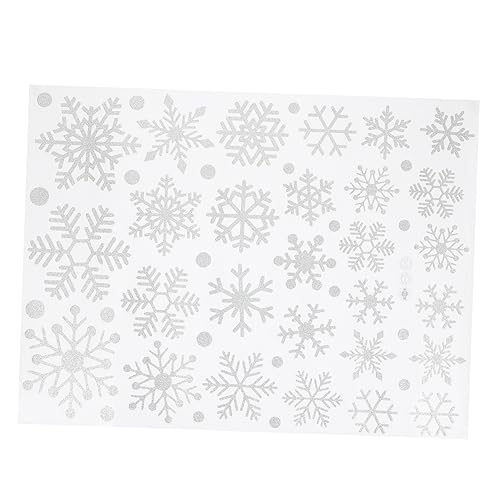 MOBUTOFU 1 Blatt Schneeflocken-aufkleber Weihnachtlicher Schaufensteraufkleber Urlaub Wandkunst Krippendekor Aufkleber Für Weihnachten Urlaub Wandtattoo Schneeflocke Wandbild Silver Pvc