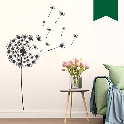 WANDKINGS Wandtattoo Pusteblume mit fliegenden Samen 45 x 65 cm dunkelgrün - erhältlich in 33 Farben