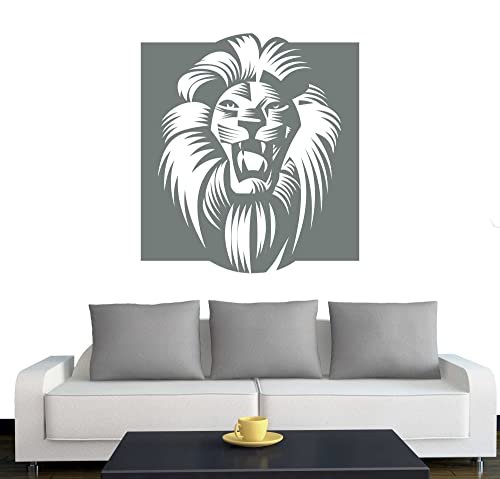 Klebesüchtig A060 Wandtattoo Afrika Löwe 60cm x 55cm grau - Dekoration - Bad - Wohnzimmer - Aufkleber - Wandsticker