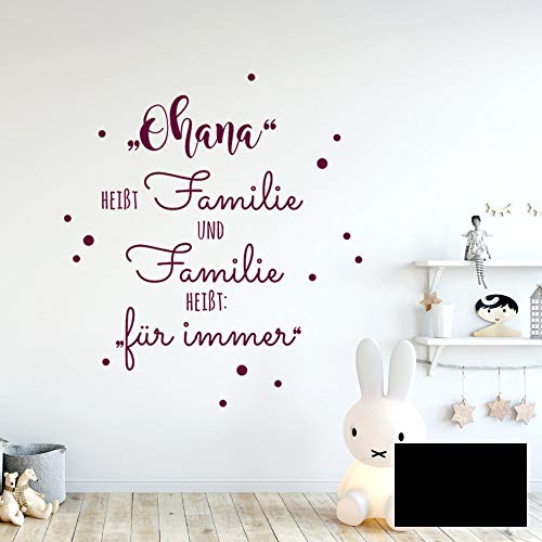 Wandtattoo Aufkleber Spruch  Ohana heißt Familie  Wanddeko Wandgestaltung M2234 - ausgewählte Farbe: *schwarz* ausgewählte Größe: *L - 67cm hoch x 53cm breit*