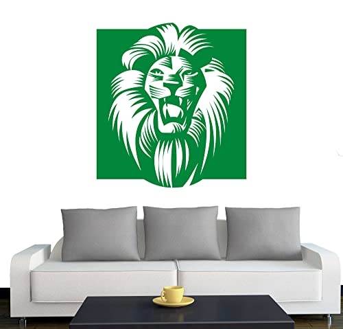 A060 Wandtattoo  Afrika Löwe  60cm x 55cm hellgrün - Dekoration - Bad - Wohnzimmer - Aufkleber - Wandsticker