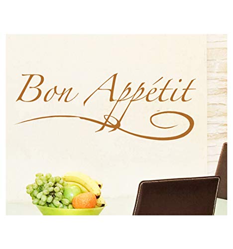 homemay PVC Wandtattoo Aufkleber Englisch Bon Appetit Restaurant Esszimmer Küche im europäischen Stil Home decorwallpaper91.4 cm x33 cm, deep purple, 91.4cm x33cm