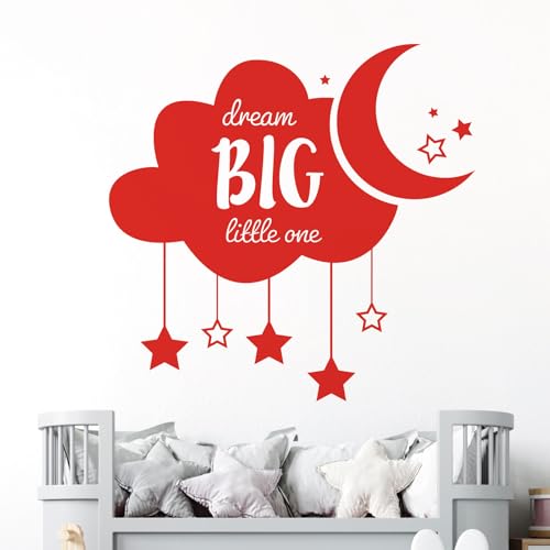 Wandtattoo  Dream Big Little One , Wolke, Sterne, Mond XLarge (820 x 800mm) tomate