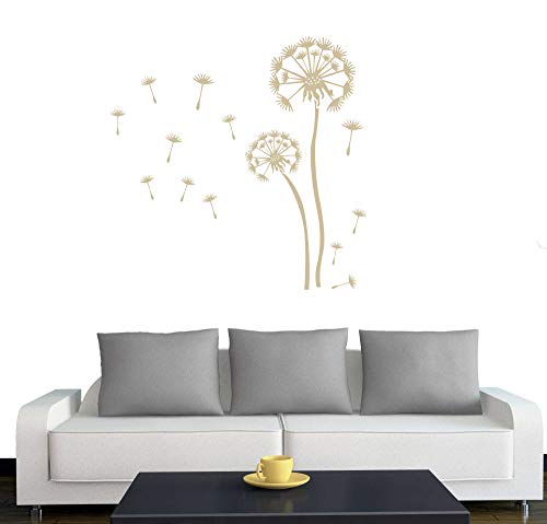 A350 Wandtattoo  2x Pusteblumen + 25 Samen  120cm / 80cm beige (erh. in 40 Farben + 3 Größen)