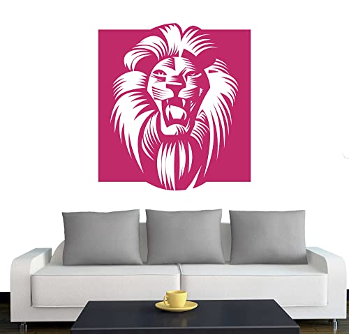 Klebesüchtig A060 Wandtattoo Afrika Löwe 60cm x 55cm pink - Dekoration - Bad - Wohnzimmer - Aufkleber - Wandsticker