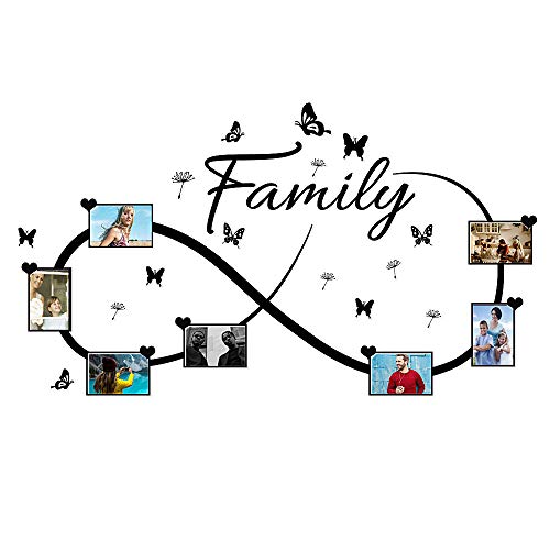 72x128cm (BxL) Wandtattoo Bilderrahmen Familie mit 7 Fotorahmen selbstklebend Wandbilder Wandsticker Foto-rahmen Aufkleber Wand Deko Sprüche für Wohnzimmer Flur Modern