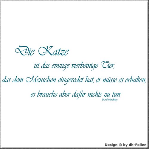 wall-refine WS-02152 | DIE Katze IST DAS EINZIGE Tier | Premium Wandtattoo Wandaufkleber der Extra-Klasse, 120 x 46 cm, Petrol oder 33 weiteren Farben und 3 Grössen erhältlich, seidenmatter Glanz