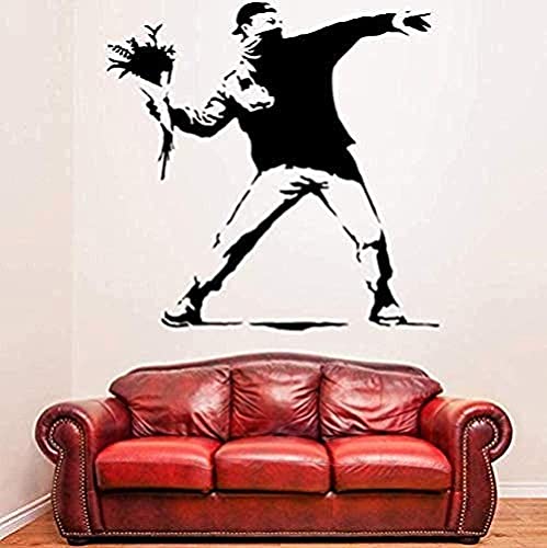 Wandaufkleber Aufkleber, Vinyl Wandbild Protest Blumenwerfer Straße Graffiti Kunst Abnehmbar Diy Schlafzimmer Dekoration 57X58 Cm