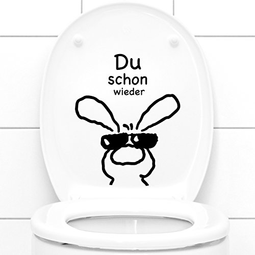 Grandora Wandtattoo Du Schon Wieder + Hase I schwarz (BxH) 21 x 26 cm I WC Badezimmer Bad Dekoration Aufkleber Wandsticker Wandaufkleber Sticker W3034