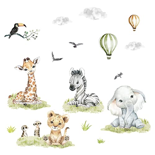 Little Deco Wandtattoo Wandsticker Kinderzimmer Mädchen Jungen Baby Safari Tiere Wandaufkleber Löwe Zebra Spielzimmer Wanddeko Babyzimmer Wandbild Kinder DL893-1