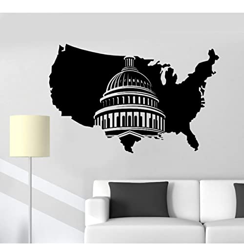 DIY Wandaufkleber USA Karte Wandaufkleber Washington Capitol Aufkleber Weltkartenaufkleber 65x42cm Wandtattoo Aufkleber Home Interior Aufkleber Haushaltswaren